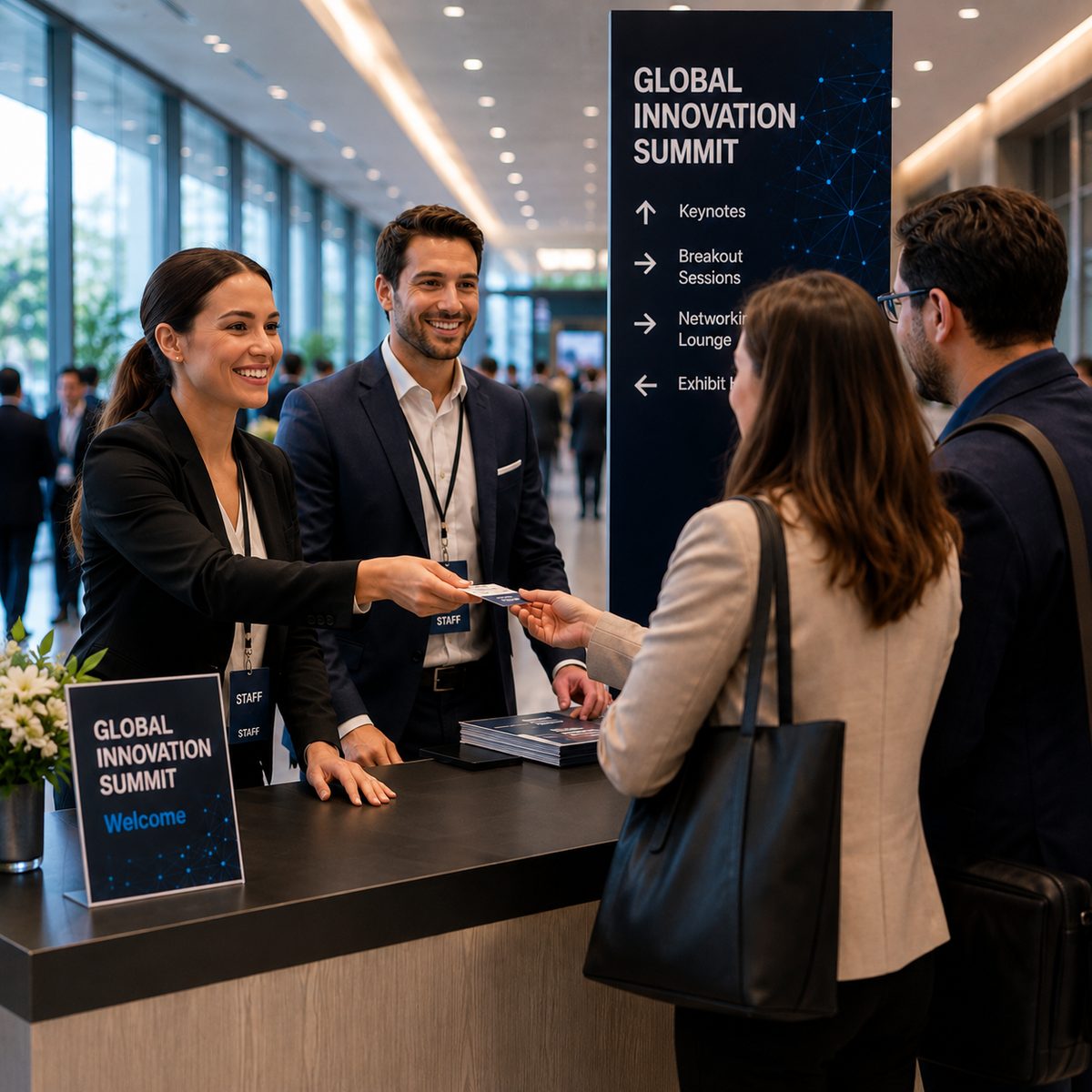 Conference check-in desks and registration counters